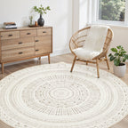 cotiled 5x7 Area Rug Living Room: Washable Boho Rugs with Non Slip Backing Large Soft Indoor Stain Resistant Carpet for Bedroom Farmhouse Dining Room Lightweight Home Decor L Brown/Cream