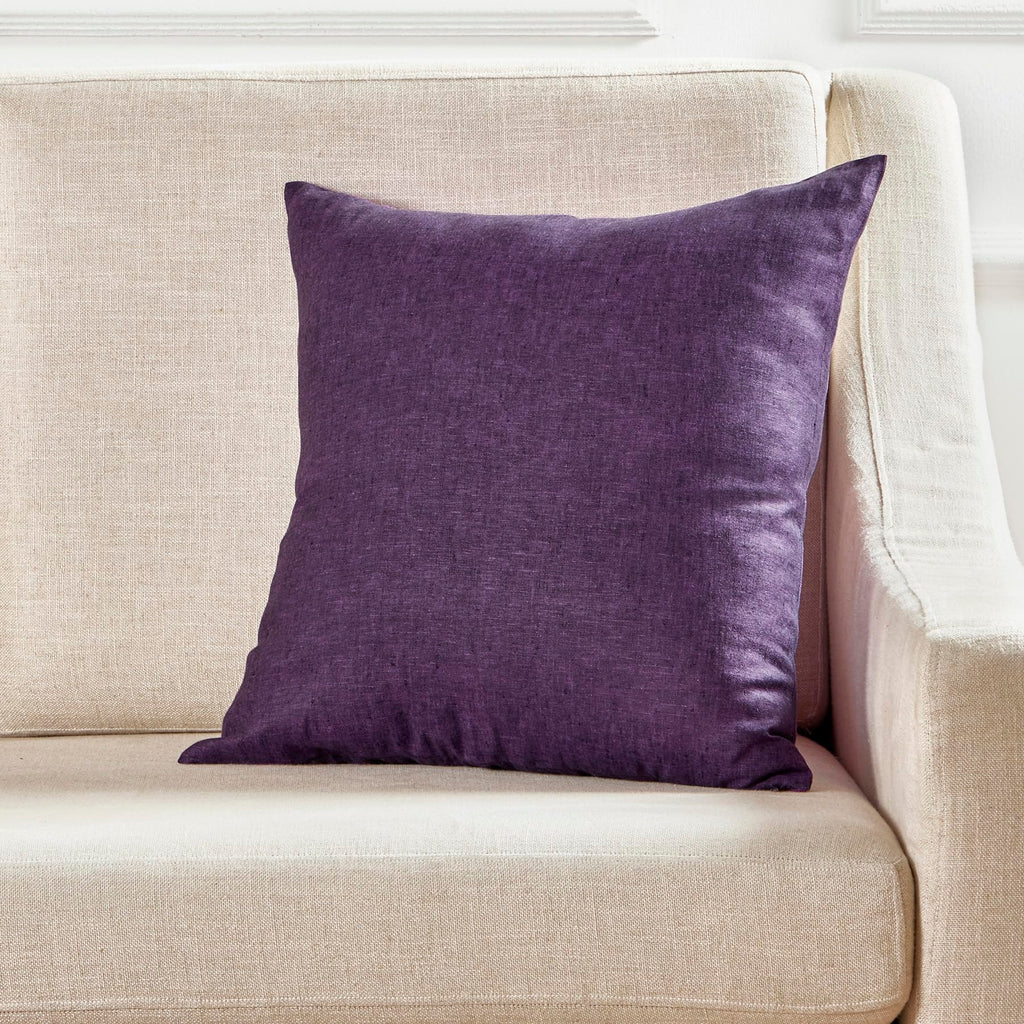 20×20 Inch Natural White Stripe 100% Linen Throw Pillow Cover with Invisible Zipper for Sofa Bed