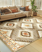 BESTSWEETIE Area Rug 5x7 Rug Machine Washable Non-Slip Low Pile Print Pattern Western Rug for Living Room Bedroom Entryway Tribal Series -Black