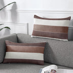 AmHoo Pack of 2 Farmhouse Stripe Check Throw Pillow Covers Set Case Cotton Linen Decorative Pillowcases Cushion Cover for Couch Bench Sofa 18x18 Inch Sage Green