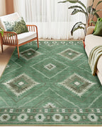 BESTSWEETIE Area Rug 5x7 Rug Machine Washable Non-Slip Low Pile Print Pattern Western Rug for Living Room Bedroom Entryway Tribal Series -Black