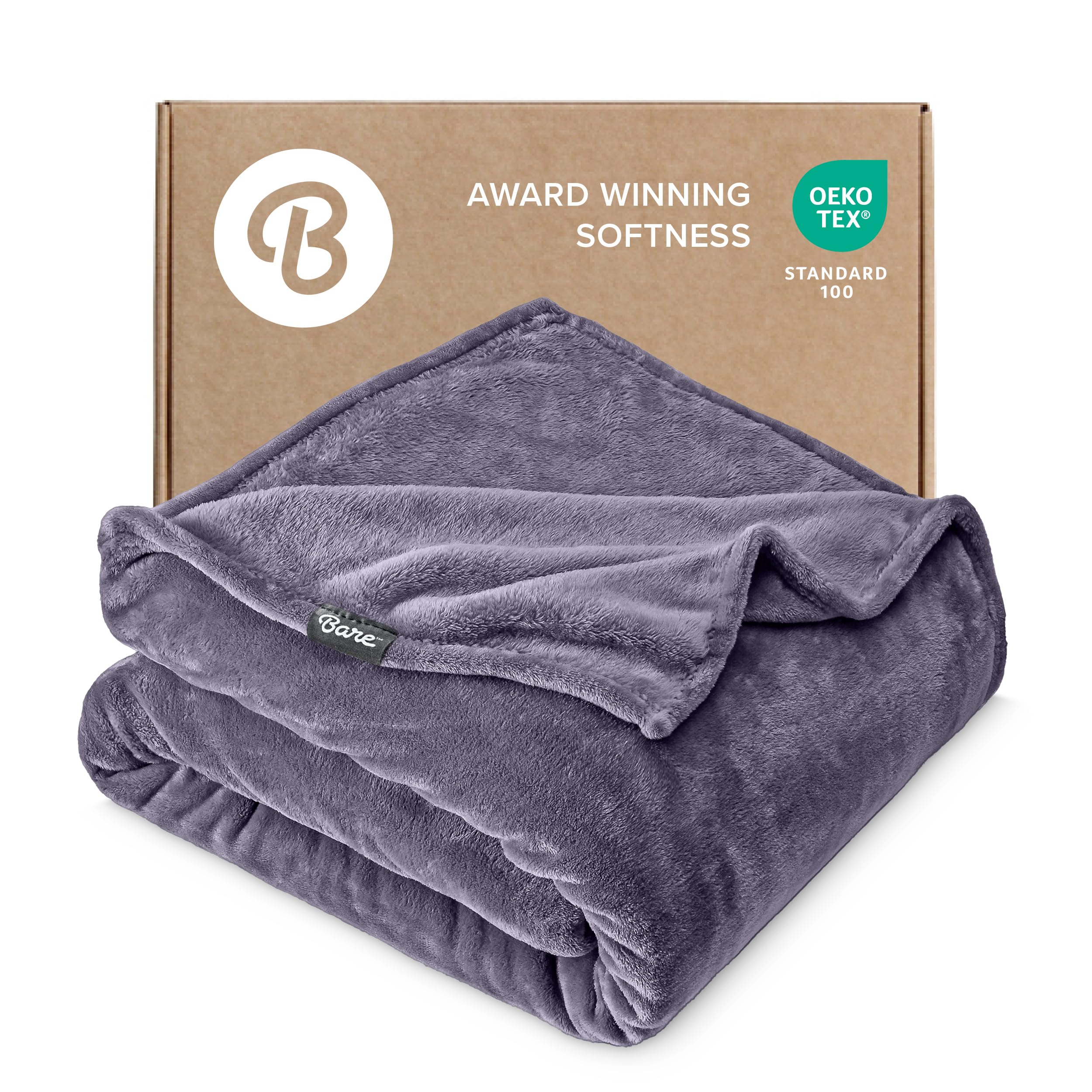 Bare Home Fleece Blanket - King Size - Ultra-Soft Lightweight for Bed, Sofa, and Couch - Luxury Microplush - Cozy Warm Blanket (King, Grey)
