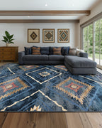 BESTSWEETIE Area Rug 5x7 Rug Machine Washable Non-Slip Low Pile Print Pattern Western Rug for Living Room Bedroom Entryway Tribal Series -Black