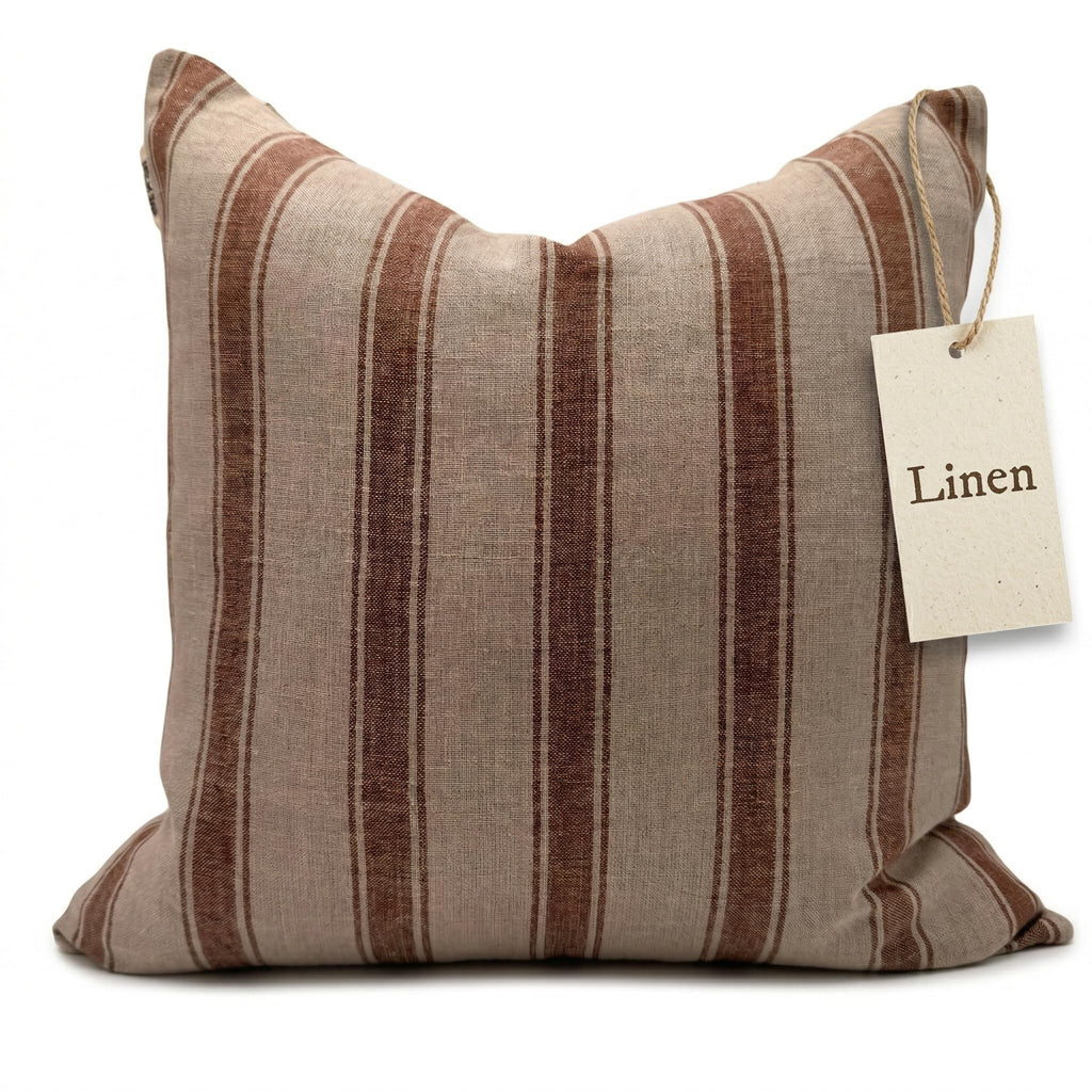 Linen Throw Pillow Covers Stripe Pillow Cover 18x18 inch Spring Decorative Pillow Covers for Living Room, Bedroom