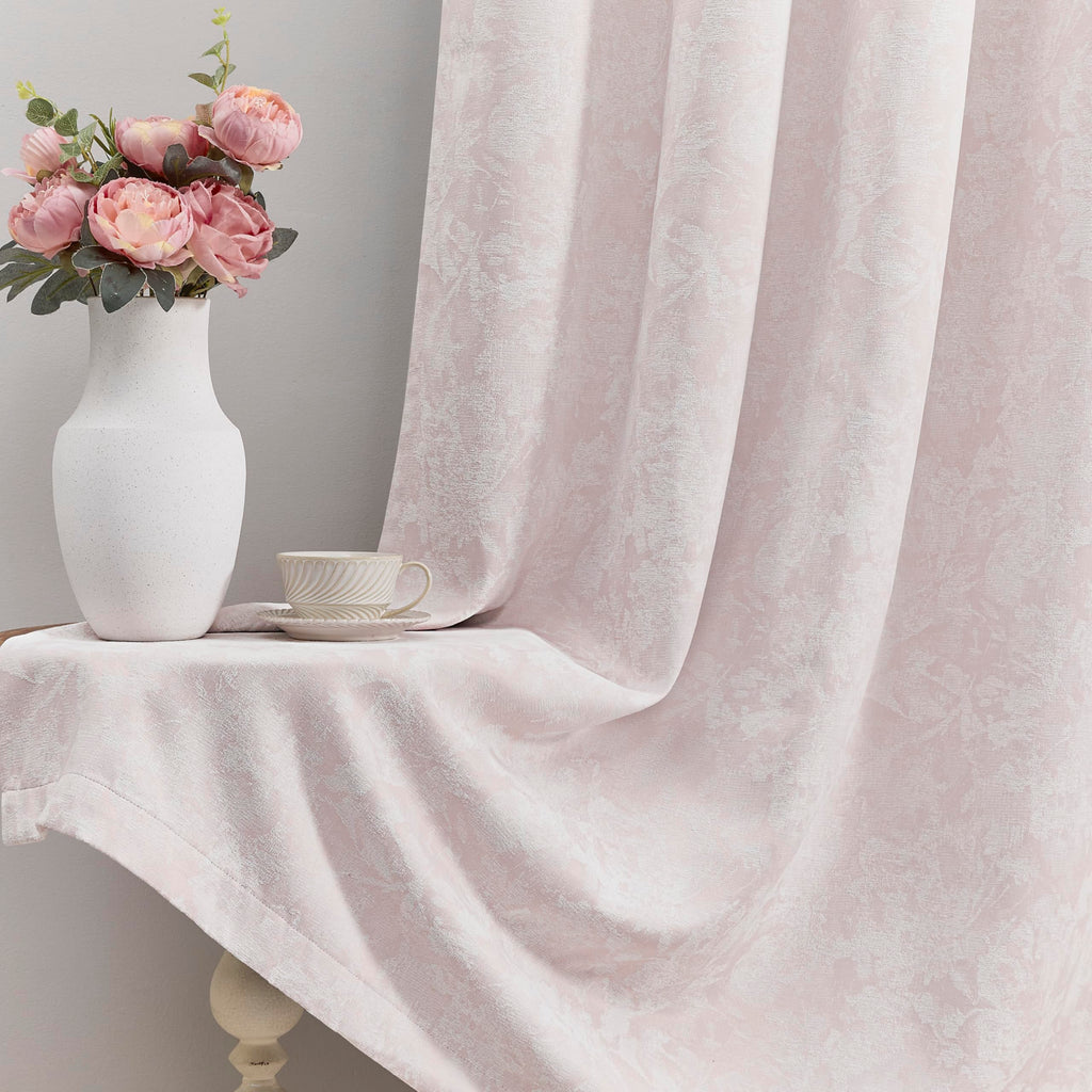 Beauoop Beige Floral Jacquard Blackout Curtains 90 Inches Long 2 Panels for Bedroom Living Room Chenille Flower Room Darkening Thermal Insulated Soundproof Rod Pocket Back Tab Window Drapes 52x90