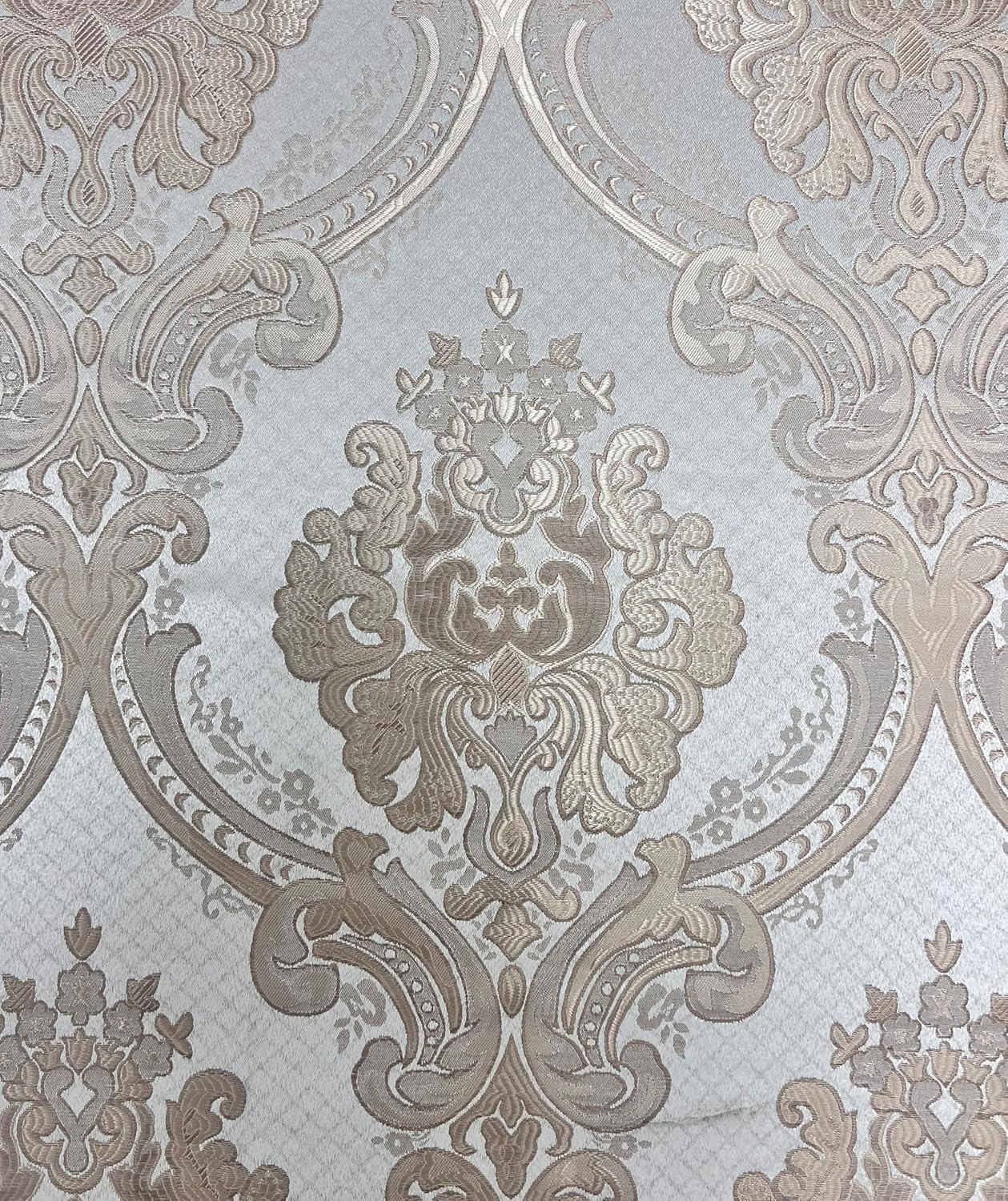 GOHD Luxe Love. Jacquard Window Curtain Panel Drape with Attached Fancy Valance. 2pcs Set (Sand, 84" Drop x 54" Wide with 18" Valance x 2pcs)