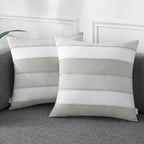 AmHoo Pack of 2 Farmhouse Stripe Check Throw Pillow Covers Set Case Cotton Linen Decorative Pillowcases Cushion Cover for Couch Bench Sofa 18x18 Inch Sage Green