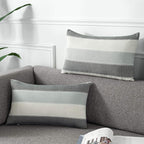 AmHoo Pack of 2 Farmhouse Stripe Check Throw Pillow Covers Set Case Cotton Linen Decorative Pillowcases Cushion Cover for Couch Bench Sofa 18x18 Inch Sage Green