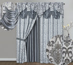 GOHD Samba Star. Jacquard Window Curtain Panel Drape with Attached Fancy Valance and Taffeta Backing. 2pcs Set. Each pc 54" Wide x 90" Drop with 18" Valance. (Hunter Green)