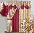 GOHD Samba Star. Jacquard Window Curtain Panel Drape with Attached Fancy Valance and Taffeta Backing. 2pcs Set. Each pc 54" Wide x 90" Drop with 18" Valance. (Hunter Green)