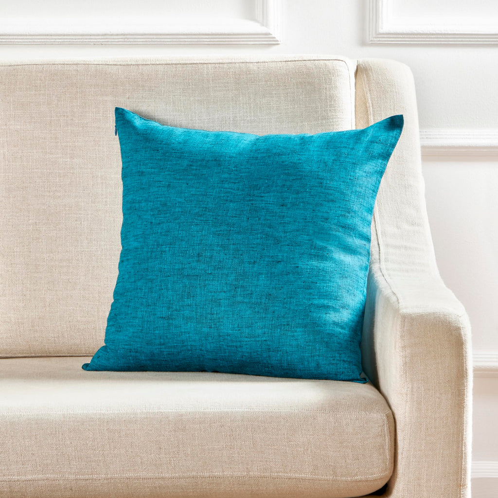 20×20 Inch Natural White Stripe 100% Linen Throw Pillow Cover with Invisible Zipper for Sofa Bed